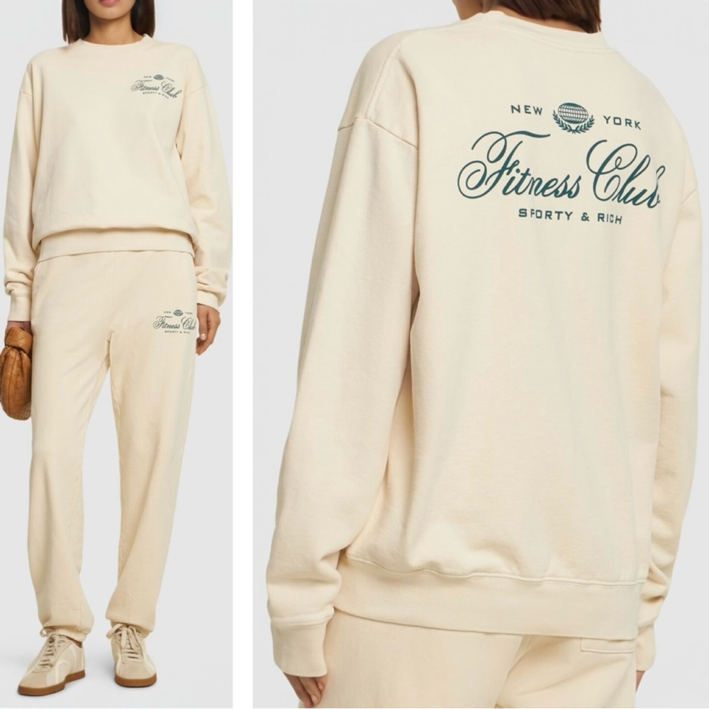 Sporty & Rich Cream 'Fitness Club' Crewneck Sweatshirt